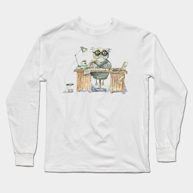 Workaholic owl Long Sleeve T-Shirt by Redilion